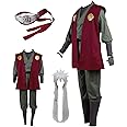 MANMICOS US size Anime Jiraiya cosplay costumes Men's Red coat kimono Halloween Suit