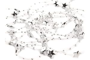 Schnoschi 2m Silber Sterne Perlenband Perlenkette Perlengirlande Perlenschnur Weihnachten Advent Deko Perlen Tischdeko Meterware