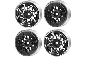 ZHRCFUN Lot de 4 moyeux de jantes RC en métal Beadlock pour TRX4M Bronco Defender 1/18 Axial SCX24 1/24 RC Crawler - Noir