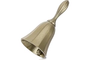 STYQUENZER Campanello di chiamata a mano in ottone massiccio super forte, per anziani, comodino, insegnante, aula, cena, campana, campana, campana, campanella per meditazione, campane per matrimoni, Natale,