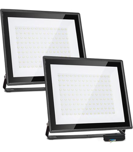 Toobettp 2 Pezzi 100W Foco LED Exterior, 10000LM Focos Led 6500K Luz Blanca Fría, IP66 Impermeable Aplique Pared Para Garaje Jardín Patio Parque