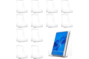 LDHHYH 12-pack Bokställ i Akryl 10 x 10 x 15 cm, Transparent Bokstöd 2 mm, Genomskinlig Bokhållare för Böcker, Album, Foton, Konstkort, Butik, Skola och Kontor