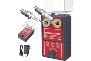 220V Comprobador de Bujías Coche - MOTOCOCHE Doble Agujero Detector Analizador Bujías para 12V Gasolina Vehiculos Moto, 0-6000rpm Frecuencia Ajustable, para 12mm Bujías