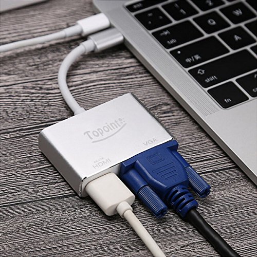USB 3.1 Typ C auf HDMI VGA Adapter, Topoint Typ C (USB-C, Thunderbolt 3 Kompatibel) auf VGA HDMI (4Kx2K) 2 in 1 Adapterkabel Konverter für Macbook / Chromebook Pixel / Microsoft Lumia 950XL - 7