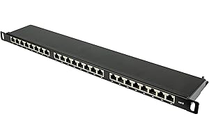 Good Connections® Panneau de brassage/panneau de brassage - 19" - Montage serveur/rack - CAT6, 500 MHz - Compatible GIGABIT - 24 ports - 0.5U - Blindé STP - Ouverture sans outil - Noir de jais