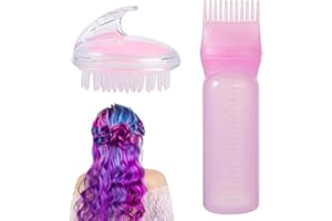 RTBRCG 2 Stück Hair Öil Applicator Bottle, Haaröl Applikator Mit Massagebürste, Öl Applikator Haare Bürste Färben Shampoo Flasche Ölkamm Haarwerkzeuge Applikator Pinsel Flaschen