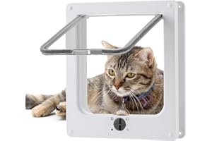 Roxanex Porta per gatti grande, 19,5 cm x 18 cm, facile da montare, chiusura a 4 vie con magnete, porta di sicurezza per animali domestici, resistente alle intemperie, per interni ed esterni, in legno