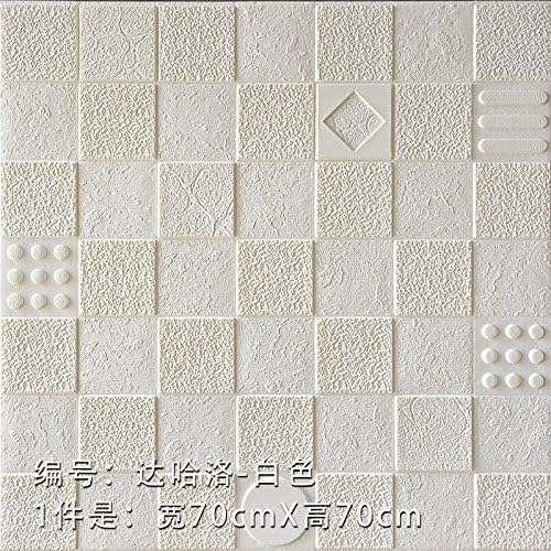 YUELA TV background wall_3d wall stickers crash soft package TV background wall living room bedroom ceiling self-adhesive, Da Hao Luo white 70*70cm
