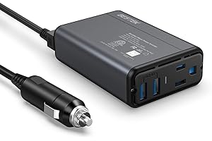 BESTEK 150W Power Inverter DC 12V to 110V AC Converter 4.2A Dual USB Car Adapter, Thinner Design with ETL Listed, Grey/Black