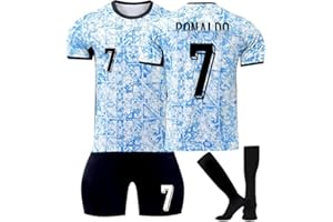 FTRGHNY Maillot de Foot Enfant et Adultes 2024 Al Nassr FC Maillot Foot Nouveaux Maillots #7 Home/Away Soccer Jersey, Ensemble Football Homme Garçon Vêtement Sport Tshirt Shorts Chaussette Genouillère Set