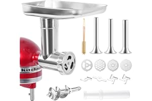 GDRTWWH Edelstahl Fleischwolf für KitchenAid Mixer, Fleischwolfaufsatz für Kitchenaid Standmixer, spülmaschinenfest