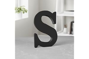 Aruatu 6 Inch Black Wood Letters for Wall Decor - Unfinished Decorative Standing Slices Sign Board Decoration for Craft Home Party Projects (S)