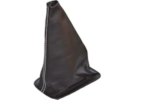 The Tuning-Shop Gear Stick Gaiter Black Leather White Stitching