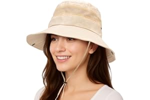 Yikki Safari - Cappello da sole da donna con protezione UV con cappello da sole da donna, design pieghevole e rete traspirante, sottogola regolabile, tesa larga, cappello estivo per campeggio, pesca