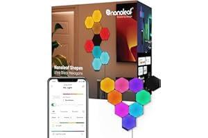 Nanoleaf Shapes Ultra Black Hexagon Starter Kit, 9 Smart Light Panels LED RGBW - Modular Wi-Fi Colour Changing Wall Lights, Works with Alexa Google Assistant Apple Homekit, for Room Decor & Gaming