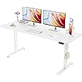 ERGOMAKER Electric Height Adjustable Standing Desk 170x60cm (66.9"x23.6"), Sit Stand Desk with Splicing Top for Home Office (White Frame, White Desktop)