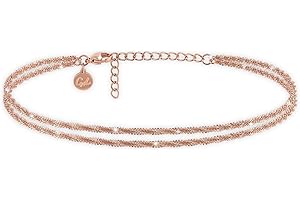 GD GOOD.designs Tobilleras para mujer | Tobillera de varias capas de acero inoxidable en oro de 18K, oro rosado o blanco - Resistente al agua y ajustable (22-27 cm)