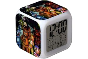 Anjinguang FNAF - Sveglia per camera da letto dei cartoni animati per bambini, FNAF Bonnie Foxy Freddy Freddy Orsacchiotto orologio con luce notturna, per la casa, i bambini, le ragazze