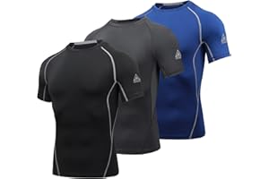 AMZSPORT Top de Compresión para Hombres Camisetas Deportivas de Manga Corta Capa Base