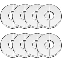 6 Stainless Steel Pipe Covers - Wall Split Flange Collars, Chrome