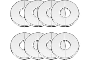 CENCERY 8 Pieces Stainless Steel Pipe Covers Wall Split Flanges Pipe Collars Split Rosette Pipe Collar Shower Pipe Cover Collar Stove Pipe Rosette Cover for 1.1in Diameter Pipe
