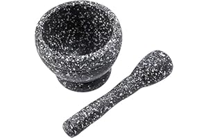Leoyee Garlic Press, Mortar and Pestle, Easy to Clean Mini Garlic Grinding Tool Kitchen Tool Food, Squeezer Garlic Press (Granite Grain)