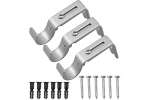 Fodlon Vorhang Gardinenstange Halterung, 3 Stücke Einstellbare Vorhang Halter Vorhang Gardinenstange Halterung Vorhang mit Schrauben und Befestigungen-Silber