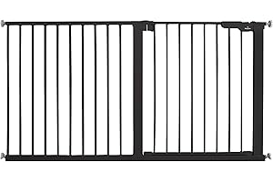 BABY DAN BabyDan Premier, puerta de escalera extra ancha de ajuste a presión, cubre aberturas entre 139 – 144,8 cm/54,7 – 57 pulgadas, puerta para bebé/puerta de seguridad, metal, negro, fabricado en Dinamarca