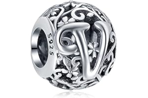 Annmors Letra Alfabeto A-Z Abalorio Charms de Plata de Ley 925 Compatible con Pulse Mujer