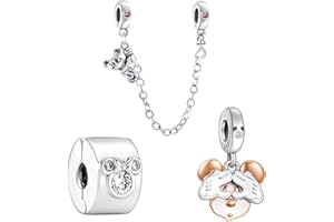 Doyafer 925 argent sterling étoile lune pendentif breloque femmes Bracelet collier perles breloques ensemble chaîne de sécurité, cadeaux de vacances d'anniversaire