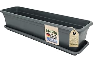 MePla - Balconnière Balcon 100 CM + Dessous De - Anthracite - Bac à Fleurs - Cache-Pot - Jardinière en Résistant aux Intempéries Résistant Aux UV Plastique