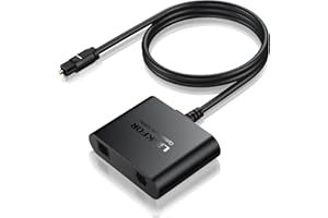 LiNKFOR Câble Optique Audio, Diviseur Audio Optique 1x2 Splitter Fibre Optique Support LPCM 2.0 / DTS/Dolby-AC3 Diviseur Optique Audio Toslink avec Câble Optique pour STB/Xbox VHS/VCR HDTV