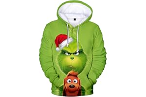 HUASON Kreativer Weihnachts Pullover Weihnachtsmann 3D Hoodie Lustiger Bequemes Langarm Sweatshirt für Herren und Damen