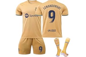 AZISEN Barcelone Maillot de Football FCB Ensemble Adultes et Enfant, 23/24 FC Barca Soccer Jersey Maillots de Sport Activewear T-Shirt et Short avec Chaussette Maillots de Joueur de Football Garçon