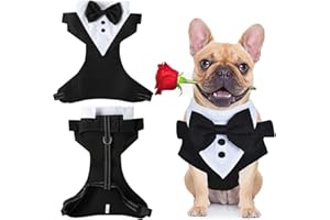 GLDHGBCD Stylish Dog Tuxedo Suit - Formal Shirt with Bow Tie & Adjustable Chest Strap for Medium Dogs - Perfect for Weddings & Parties
