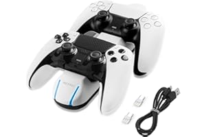 NiTHO PS5 Charging Station, Fast Dual Controller Charger for PS5 Controller, Controller Charger Dock for Playstation 5 / PS5 Edge Controller, PS5 Dual Controller Charger with LED Indicator - White