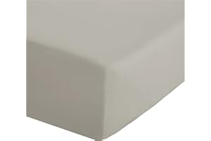 Catherine Lansfield Easy Iron Perkalowe czesane podwójne prześcieradło z gumką naturalne