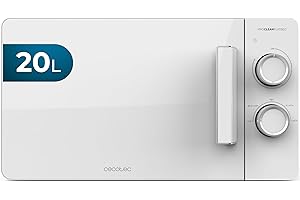 ‎CECOTEC Cecotec Mikrowelle mit Grill Proclean 3020 Flatbed Mikrowelle 20 l, 700 W, 6 Stufen, 3DWave-Technologie, 800 W Halogengrill, kompaktes und modernes Design für perfektes und gleichmäßiges Garen