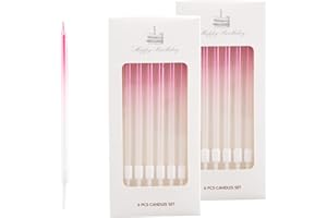 ‎BOLOSA Bolosa 12 Stück Geburtstagskerzen, Kerzen Geburtstag, Tortenkerzen für Kuchendekorationen, Geburtstagskerze für Geburtstagskerzen, Dekorative Geburtstagstorte, Mädchenparty, Rosa Farbverlauf