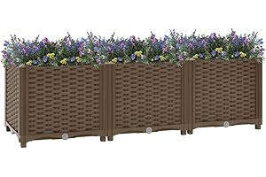 puraday Jardinière de Jardin 120x40x38 cm Marron Polypropylène Lit de Plantation Offre Suffisamment d’Espace Pot de Terrasse Balcon pour Plantes Légumes Herbes Aromates Fleurs