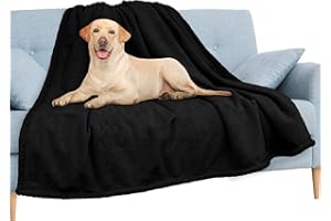 Bibykivn Wodoszczelny koc dla psa, zmywalna mata dla psa, ciepłe legowisko dla psa, koc, z super miękkim, miękkim materiałem dwustronnym, do legowiska, sofy i kanapy (czarny, 100 x 145 cm)