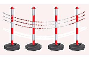 KS-DIREKT Absperrpfosten mit Kette Pfosten Absperrkette Absperrung Sperrpfosten Sicherheit (4 x Absperrpfosten mit Kette)