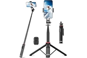 RISEOFLE Selfie Stick Handy Stativ, 360° Drehbares, 130cm Aluminium Ausziehbar, mit Fernauslöser für Smartphone/iPhone/Samsung Android