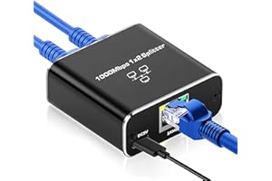 BUZUYIWAR Switch Ethernet 1 à 2 1000 Mbps Répartiteur Ethernet 2 Ports RJ45 LAN Internet Splitter Gigabit Network Switch Câble Cat5/5e/6/7/8 pour Ordinateurs, Routeurs, Décodeurs, Téléviseurs avec Câble USB C
