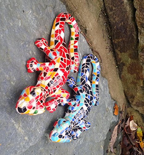 Colorido Lagarto de mosaico de montaje de pared de resina adorno de jardín rojo