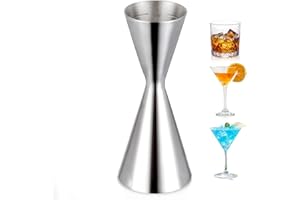 YXT&BEYOND Premium Doseur Cocktail Jigger Verre Doseur Japonais en Acier Inoxydable 304 30/60ml, Anti-Dérapant Facile à Nettoyer pour Bar Maison, Barman & Fête, Argenté