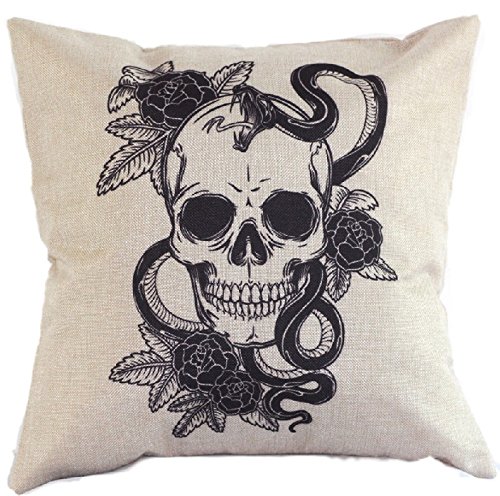 ducomi® Skull Design Kissenbezug für Kissen Linie Totenkopf Leinen – Kollektion 3 Model 5