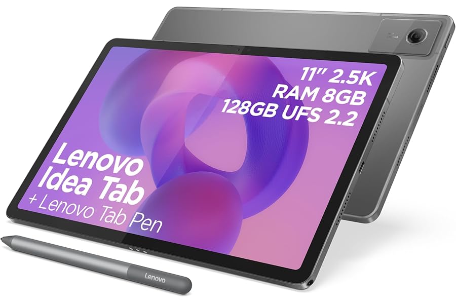 Lenovo Idea Tab - Display 11" 2.5K (2560x1600) 90Hz, Processor Mediatek Dimenity 6300, RAM 8GB, Memory 128GB, WiFi 5, Tablet Android 15, Tab Pen + Folio Case included - Luna Grey
