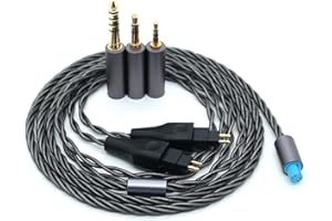 Yaowanguan Symmetrisches Kabel mit 4.4mm,2.5mm,3.5mm Adapter für Sennheiser HD580 HD650 HD660 HD600S Kopfhörer,HD414 HD25 3 in 1 Ersatz Aufrüsten Draht(Grau)