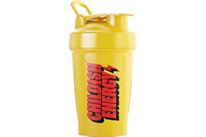 Childish Energy Drink Shaker Bottle - Shaker Bottle for Energy Drink Powder and Lump-Free Shakes - Leak-Proof & Sturdy Gym Shaker Cup - Protein Mixer to Stay Energised - 400ml/13.5oz, Yellow